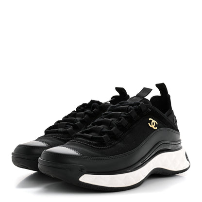 Chanel Velvet Calfskin Mixed Fibers CC Sneakers 38 Black 4 of 11