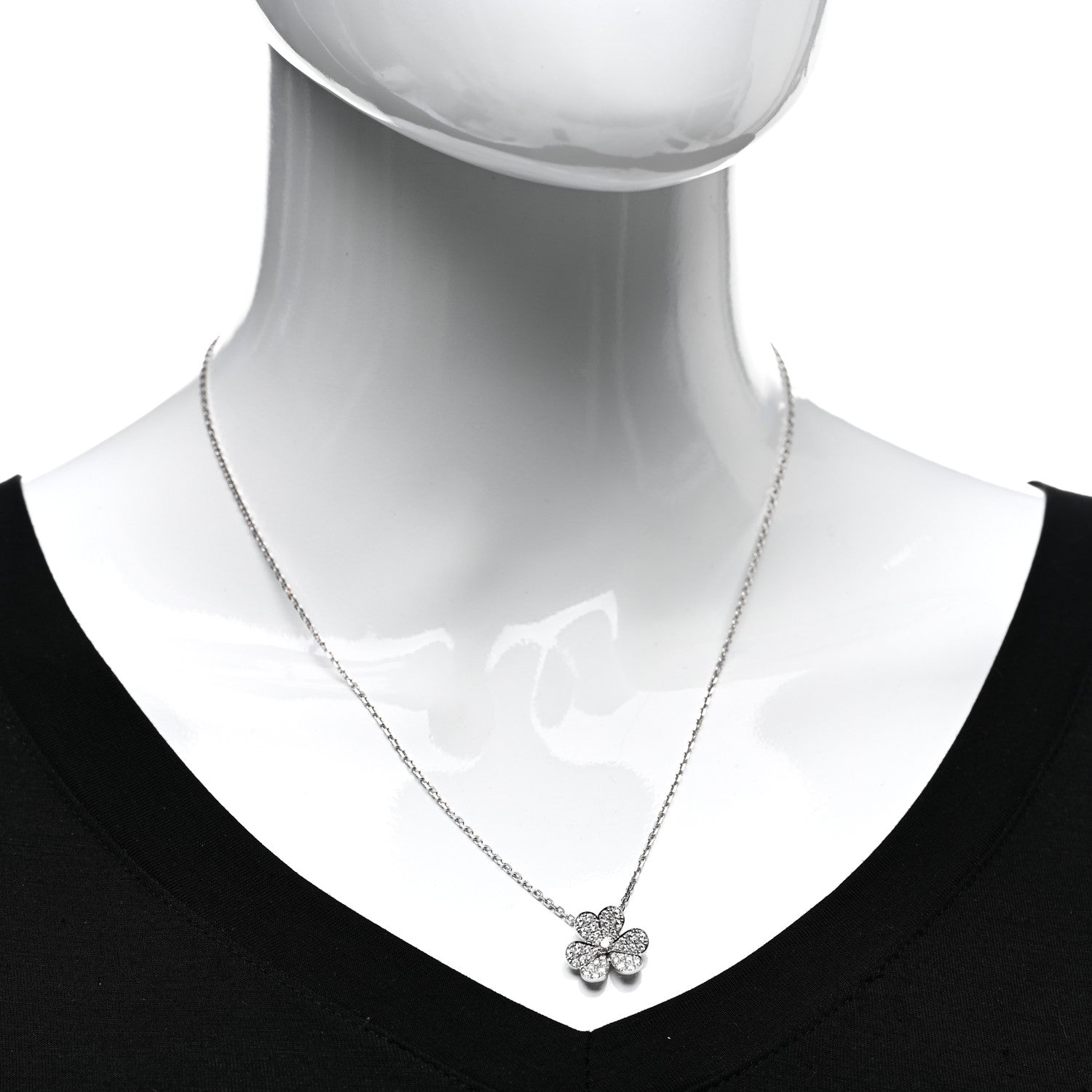 Van Cleef & Arpels 18K White Gold Diamond Small Frivole Pendant Necklace 2 of 5