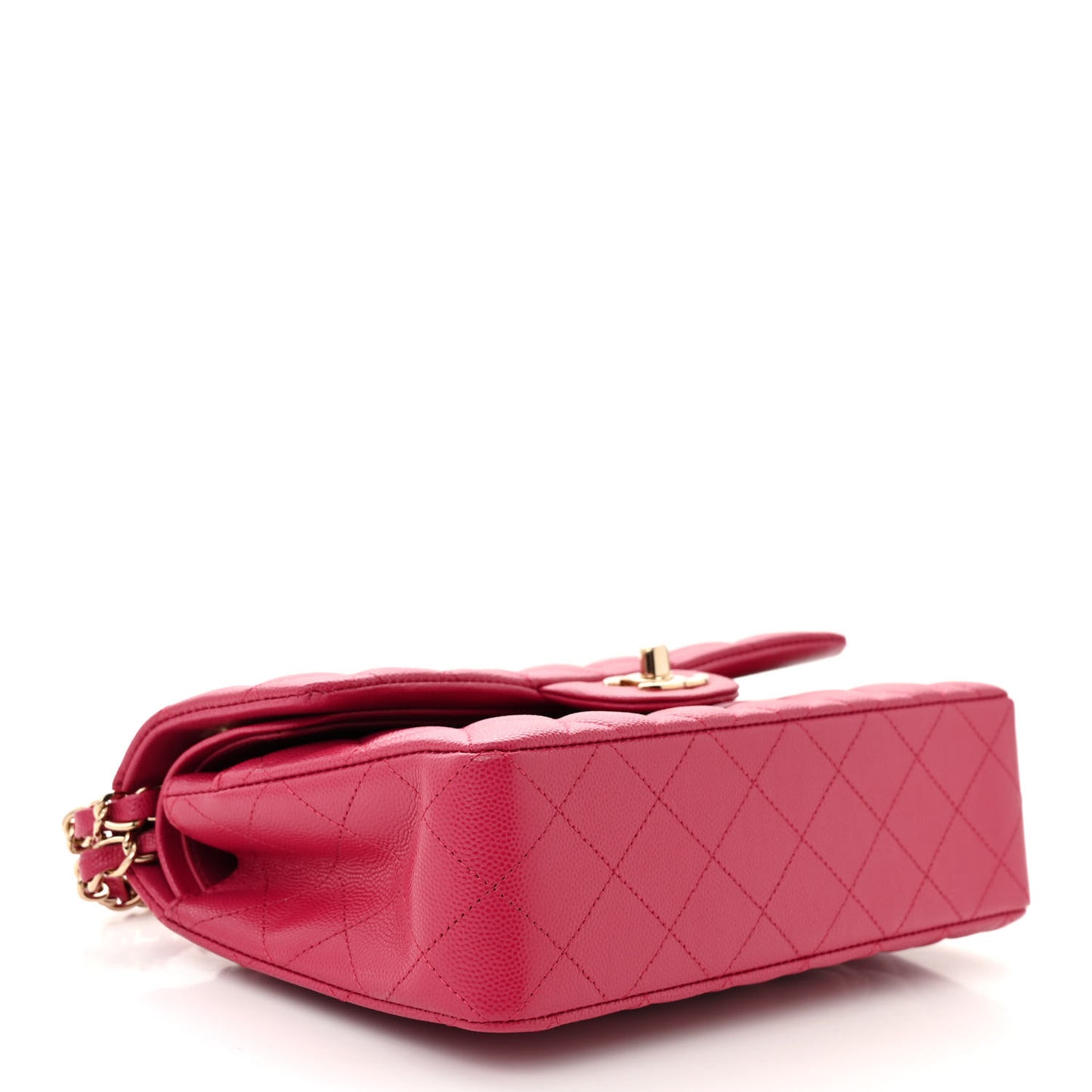 Caviar Quilted Small Double Flap Fuchsia