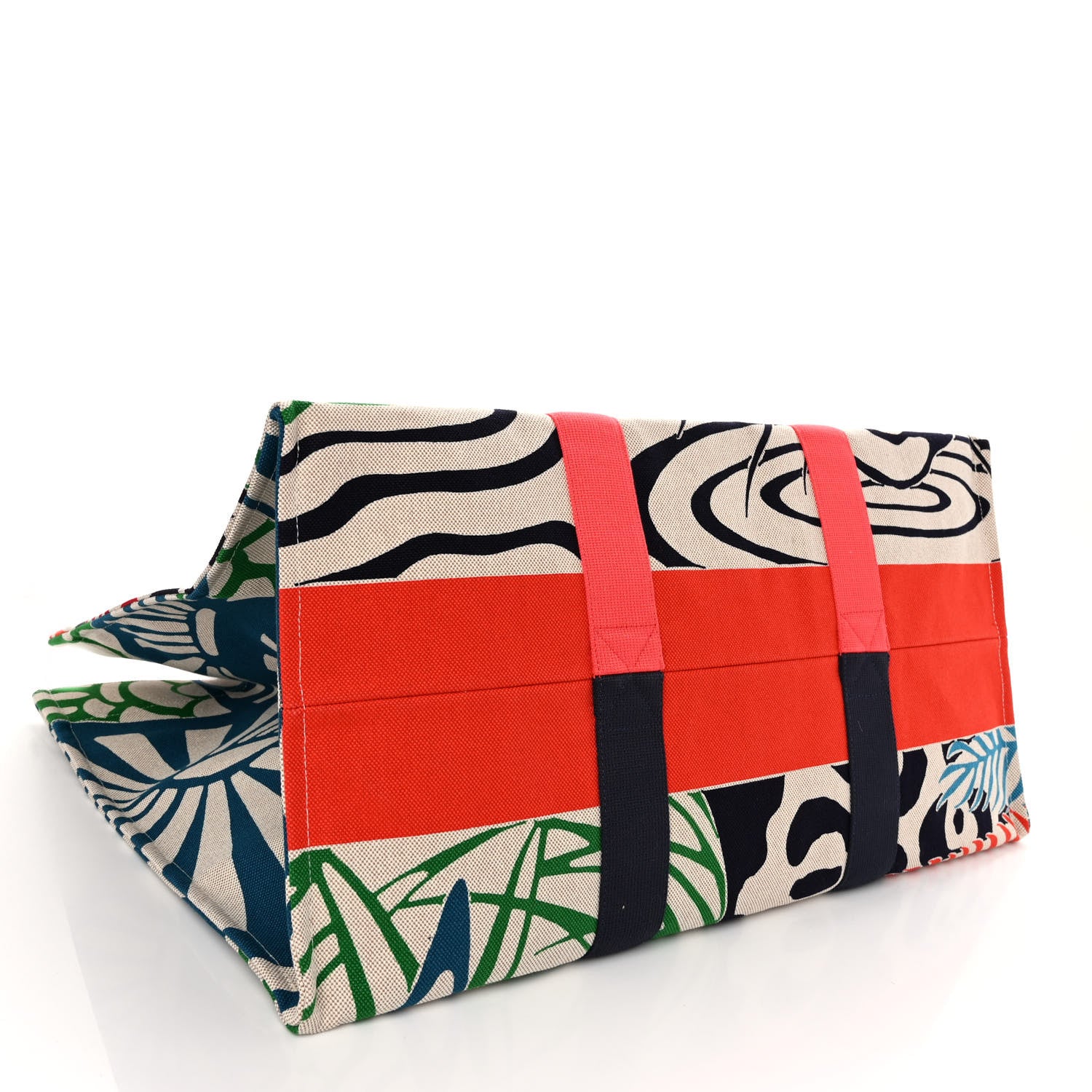 Hermes Cotton Canvas Jaguar Quetzal Beach Bag 5 of 9