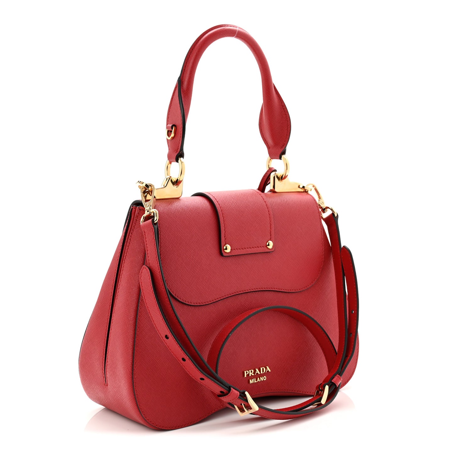 Saffiano Lux Large Sidonie Top Handle Bag Fuoco