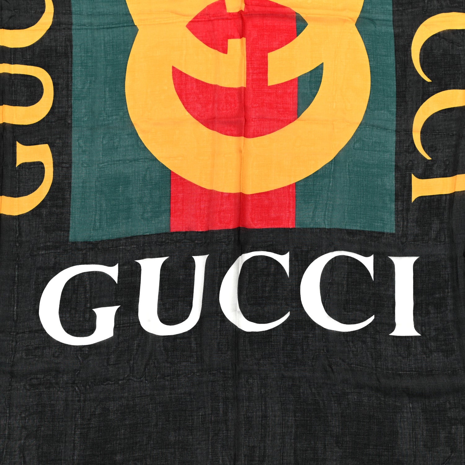 Gucci Modal Silk Coco Capitan Logo Square Scarf Black 2 of 5
