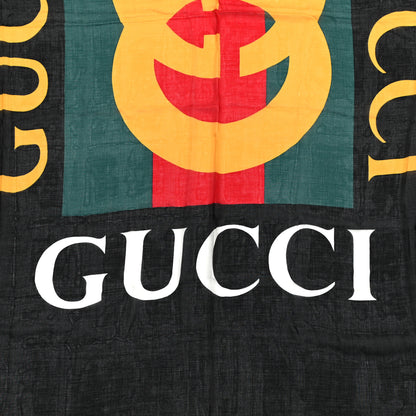 Gucci Modal Silk Coco Capitan Logo Square Scarf Black 2 of 5