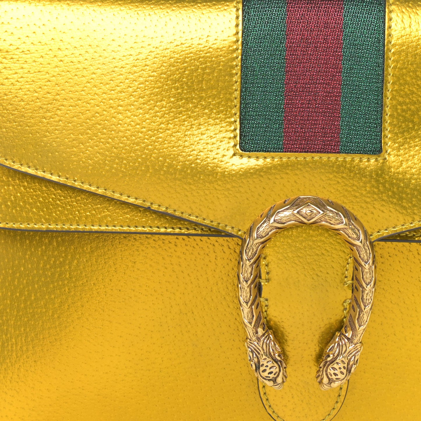Metallic Calfskin Medium Dionysus Shoulder Bag Yellow