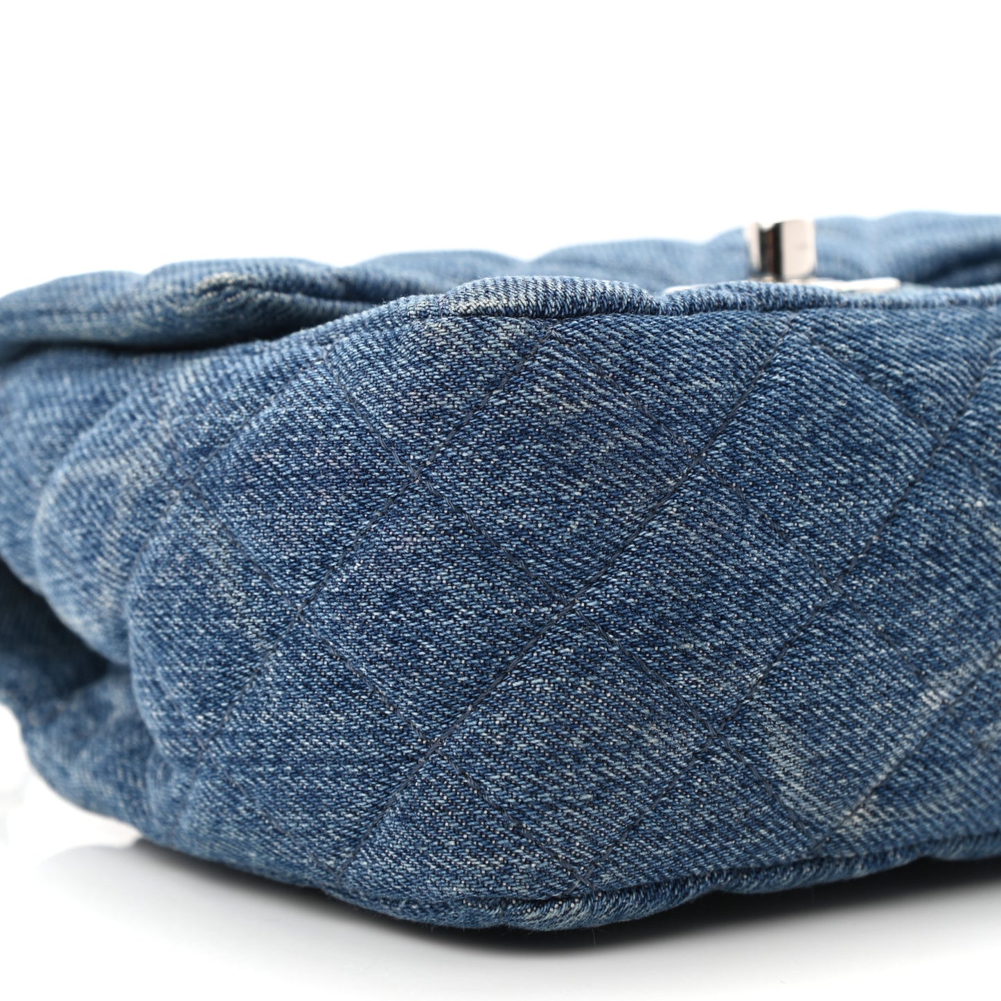 Denim CC Quilted Mini Square Flap Blue