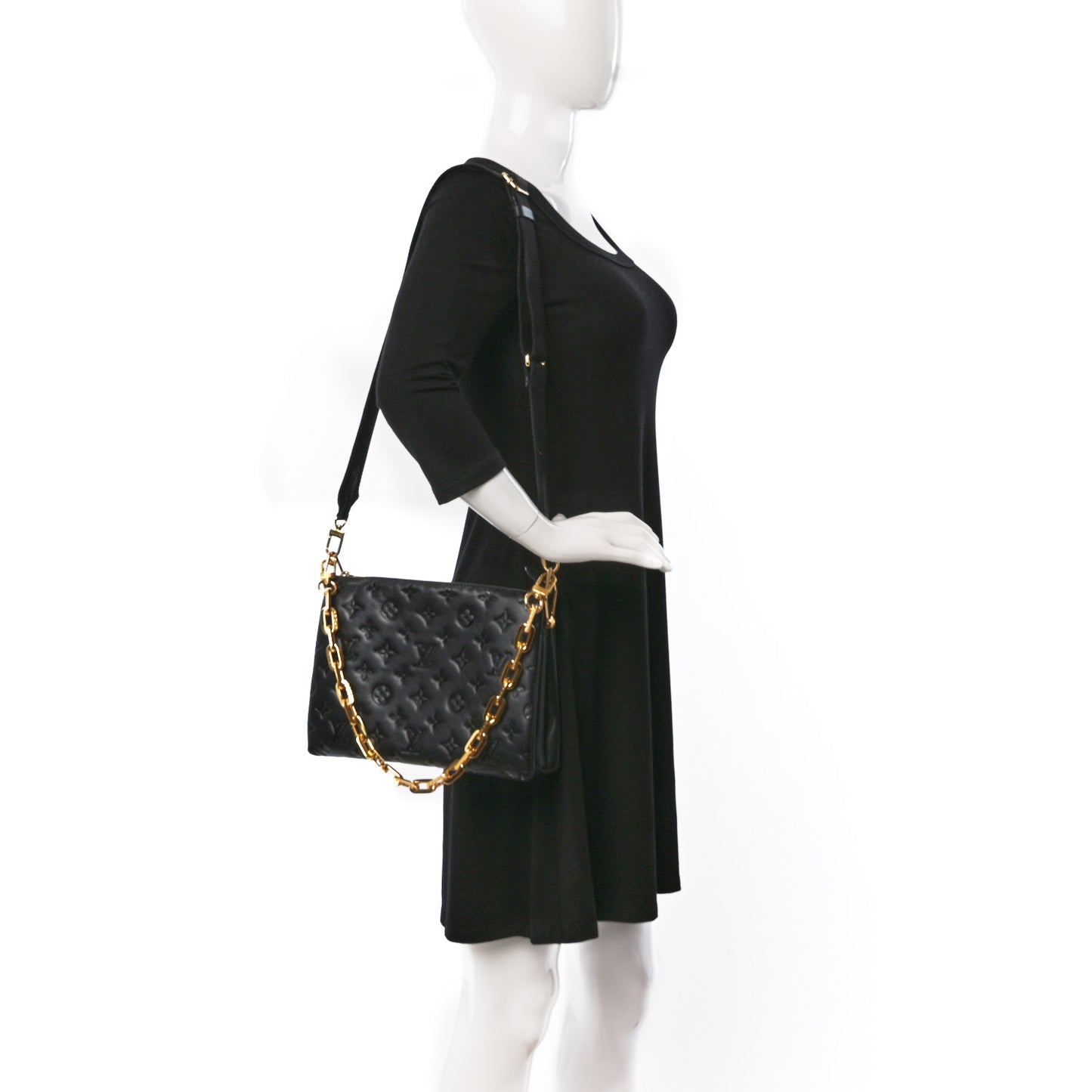 Lambskin Embossed Monogram Coussin PM Black