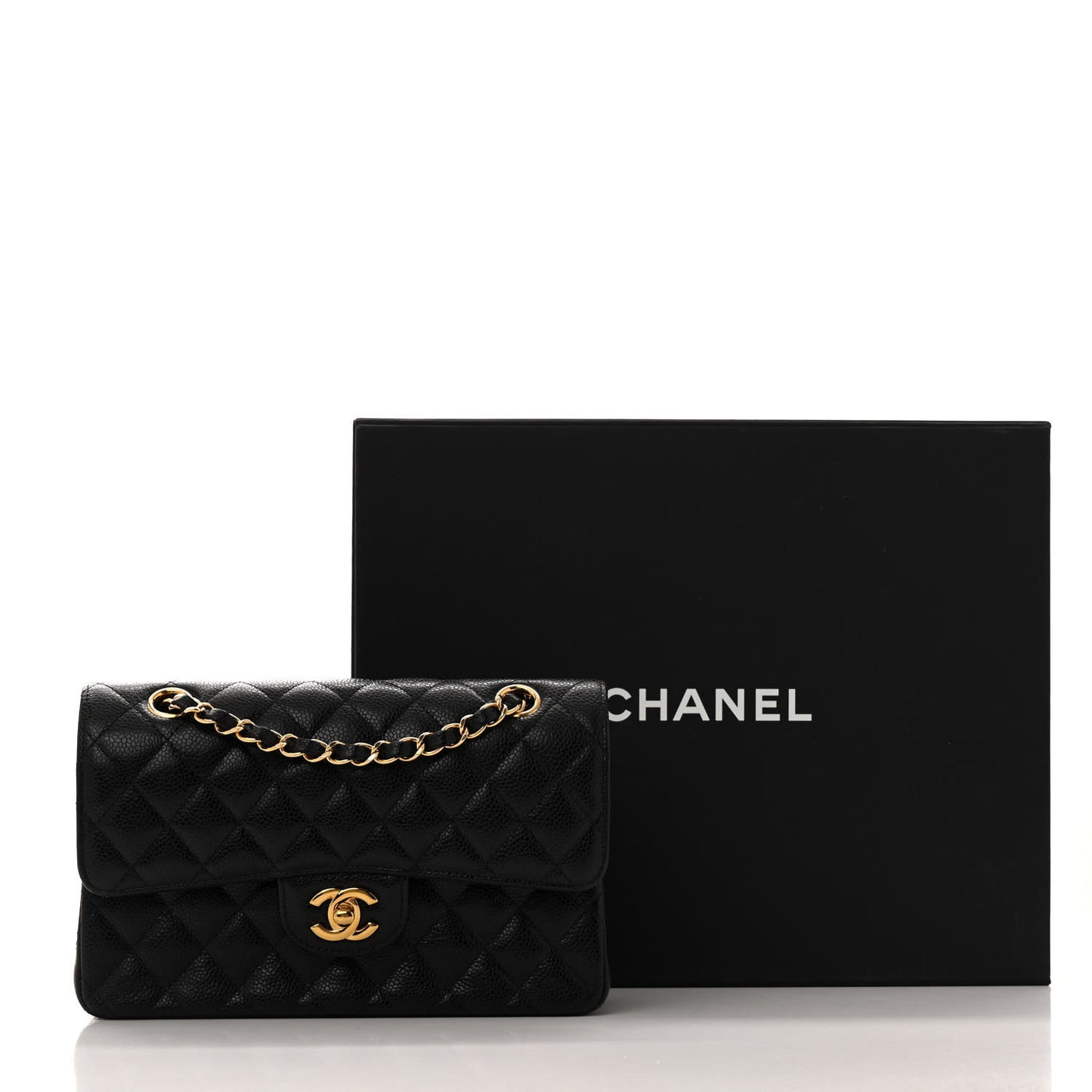 Caviar Quilted Small Double Flap Black