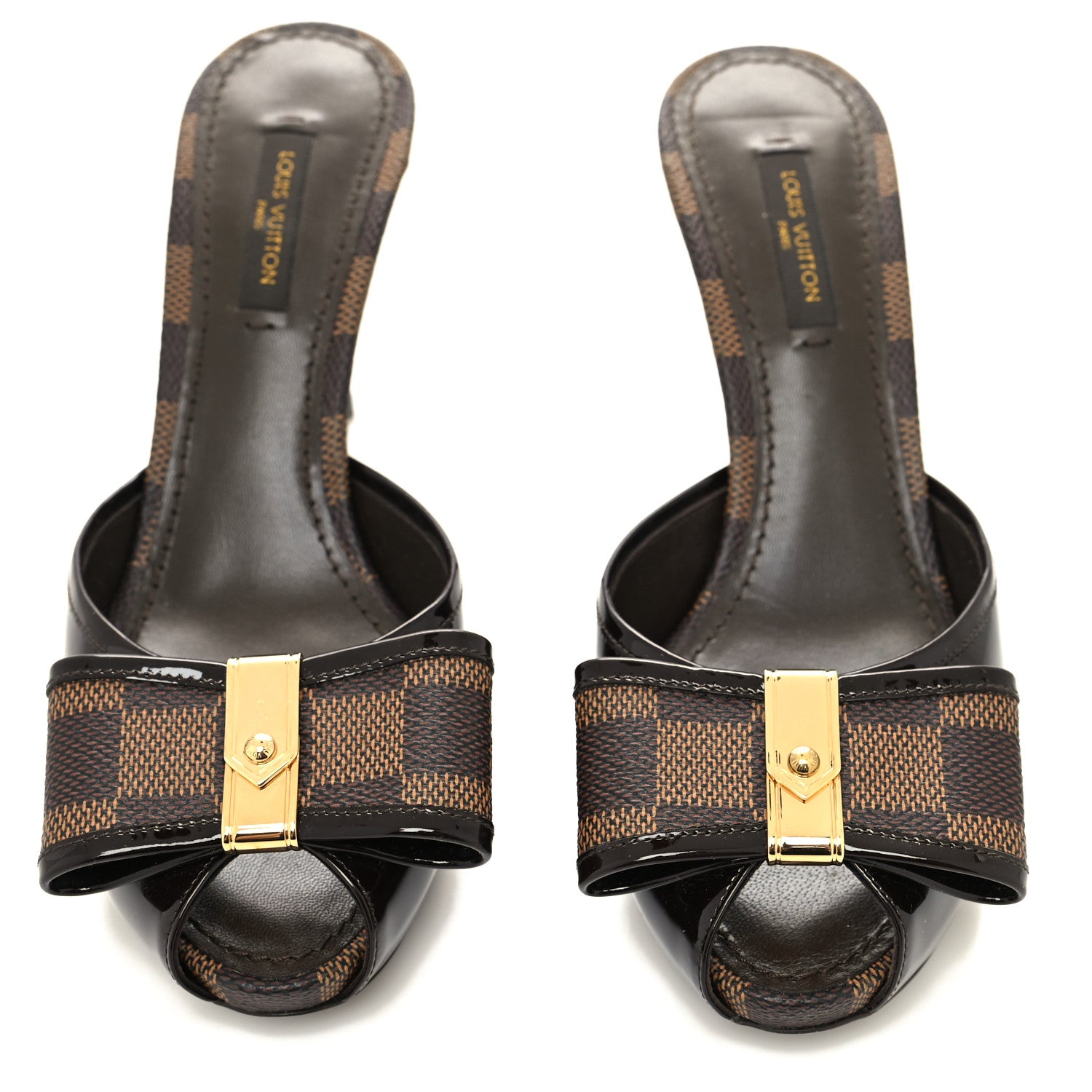 Louis Vuitton Damier Ebene Patent Valentine Mules 36 9 of 9