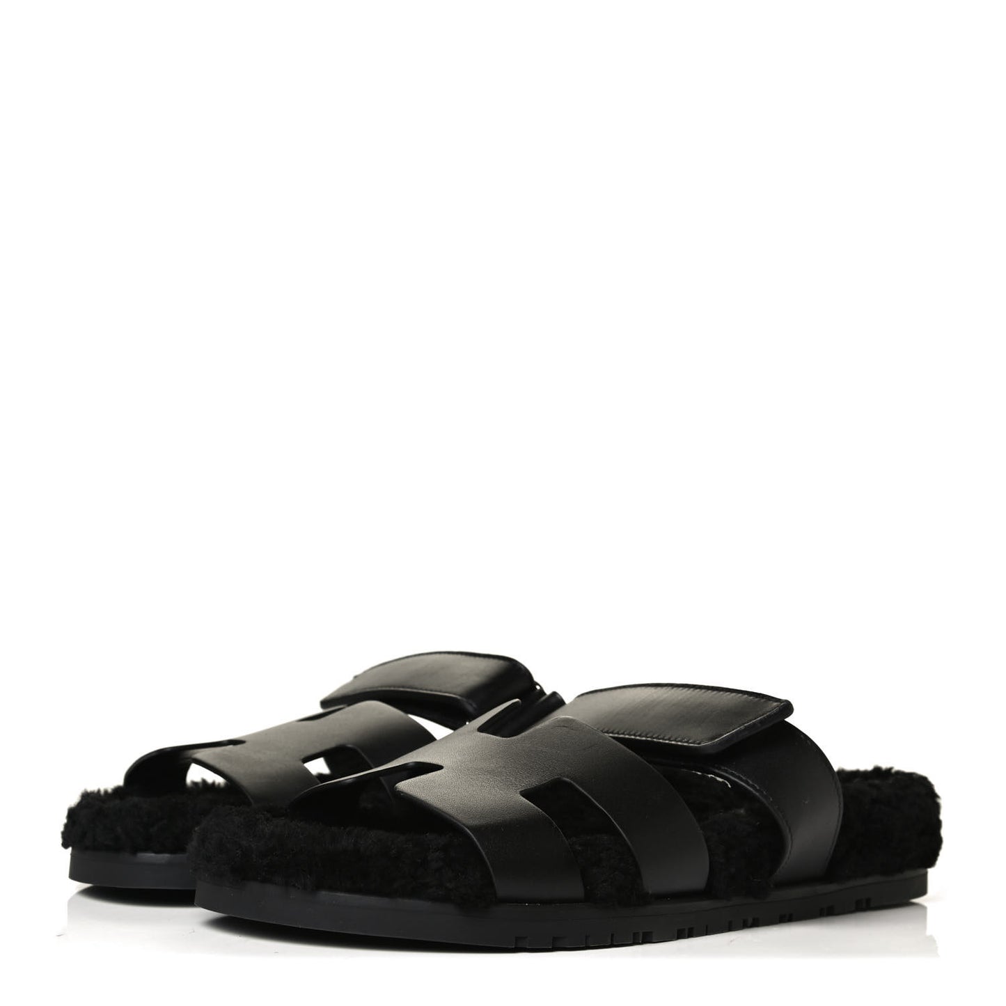 Calfskin Woolskin Womens Chypre Sandals 40 Black