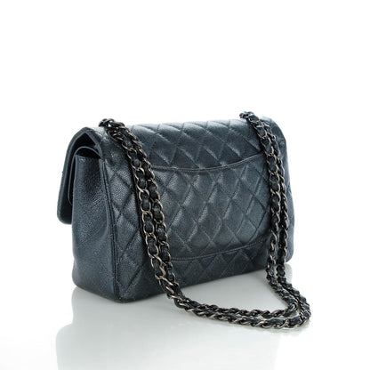 Chanel Metallic Caviar Quilted Jumbo Double Flap Dark Grey 3 of 7