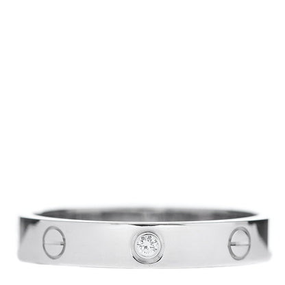 Cartier 18K White Gold Diamond 4mm LOVE Wedding Band Ring 63 10.5 1 of 4