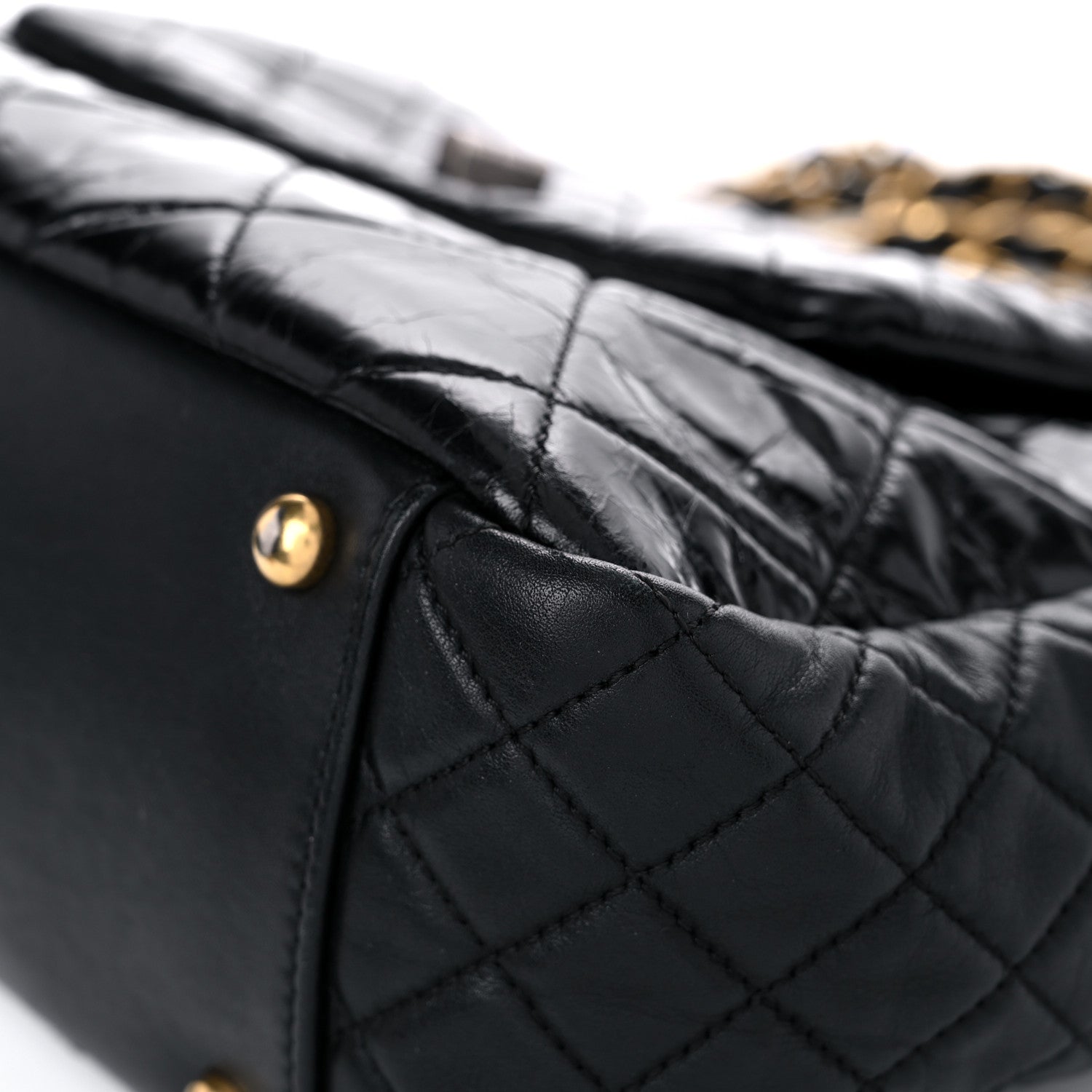 Chanel Glazed Crinkled Calfskin Medium East West Flap Black 9 of 15