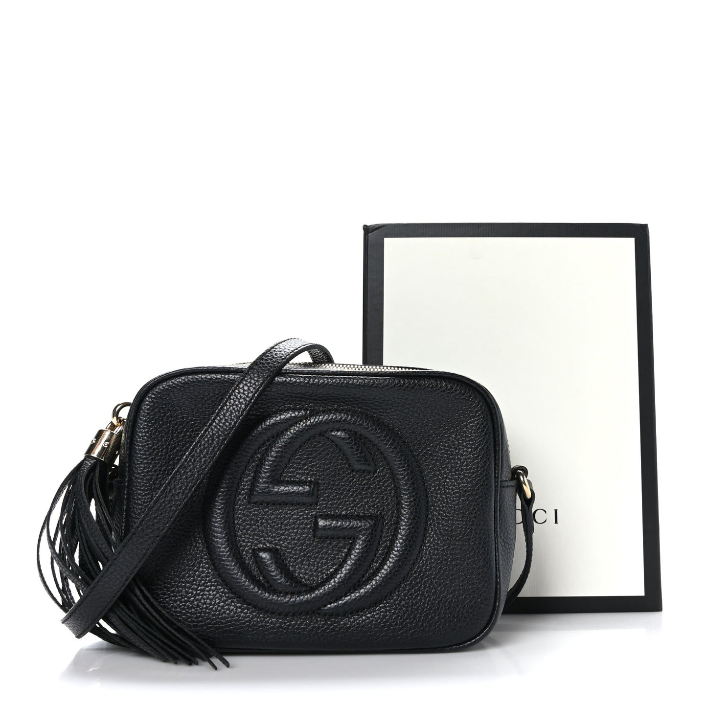 Pebbled Calfskin Small Soho Disco Bag Black