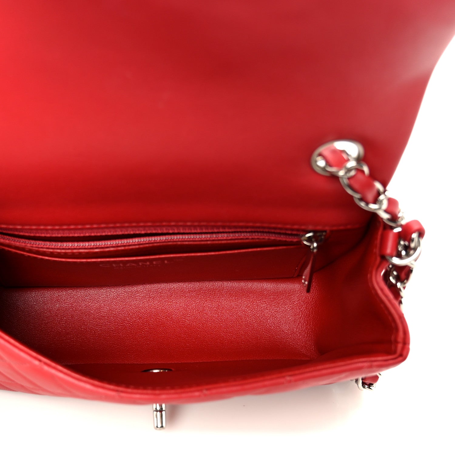 Chanel Lambskin Quilted Mini Rectangular Flap Dark Red 5 of 12