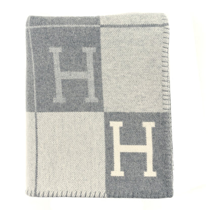 Hermes Wool Cashmere Avalon III Blanket Ecru Gris Clair 1 of 3