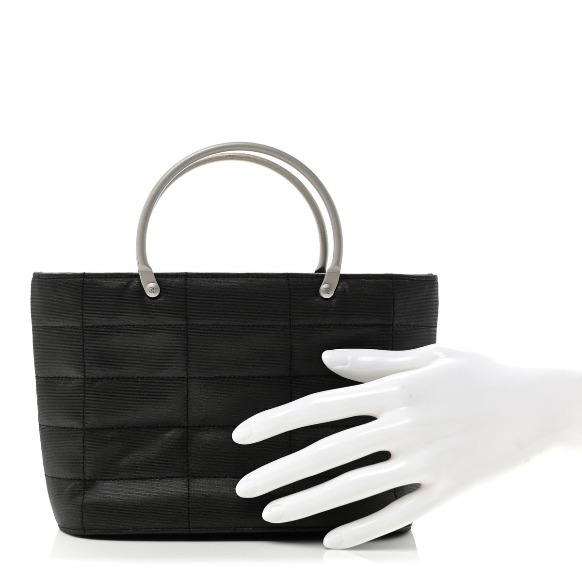 Chanel Nylon Quilted Chocolate Bar Mini Tote Black 2 of 9