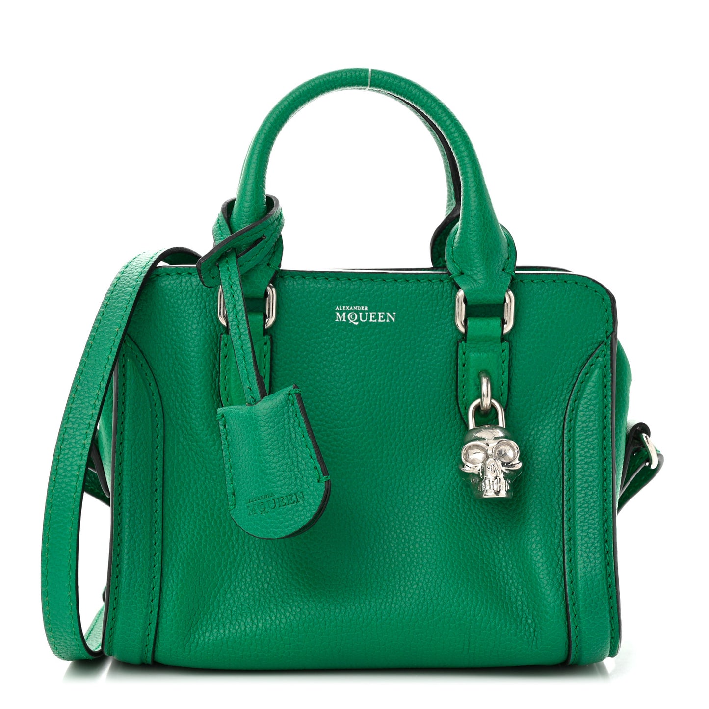 Pebbled Calfskin Mini Padlock Tote Emerald