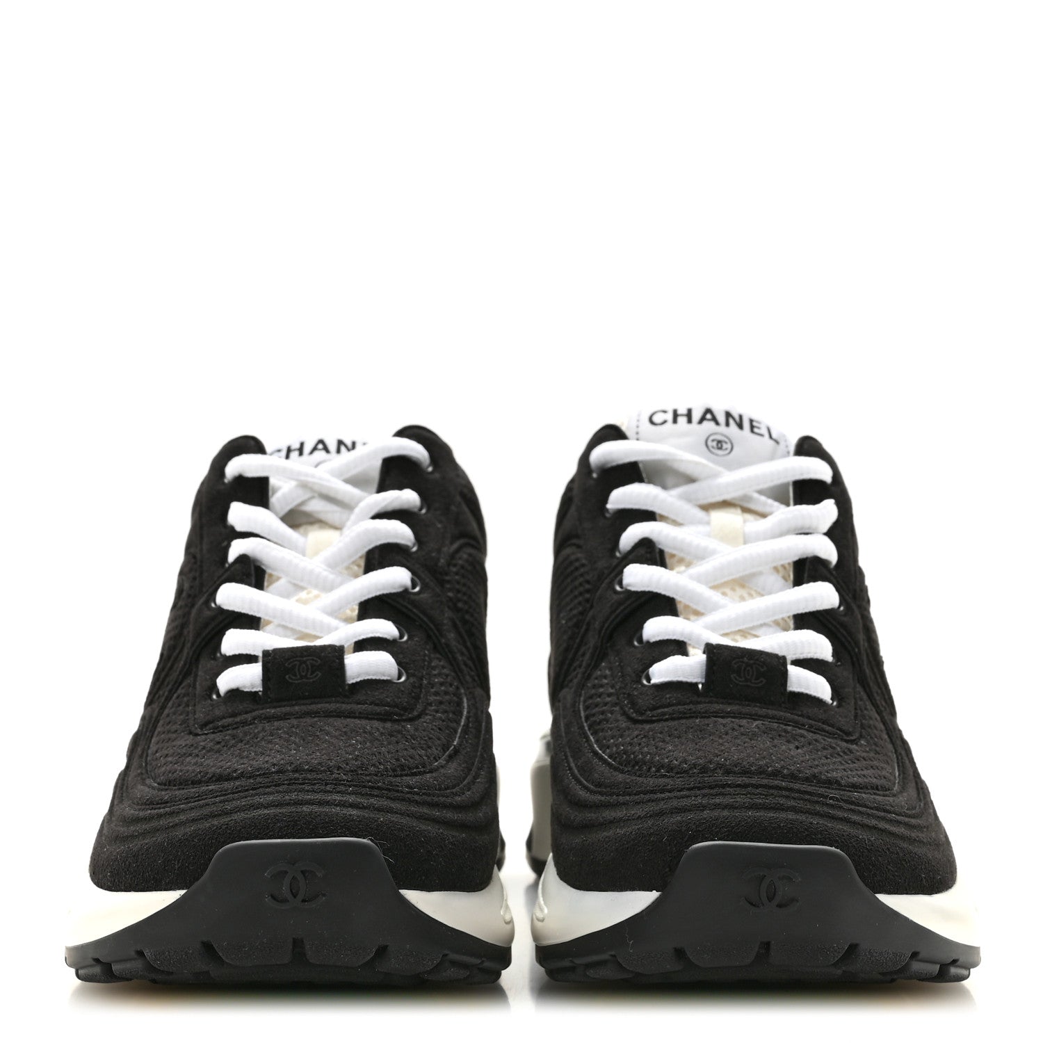 Chanel Fabric CC Womens Sneakers 37 Black 3 of 10