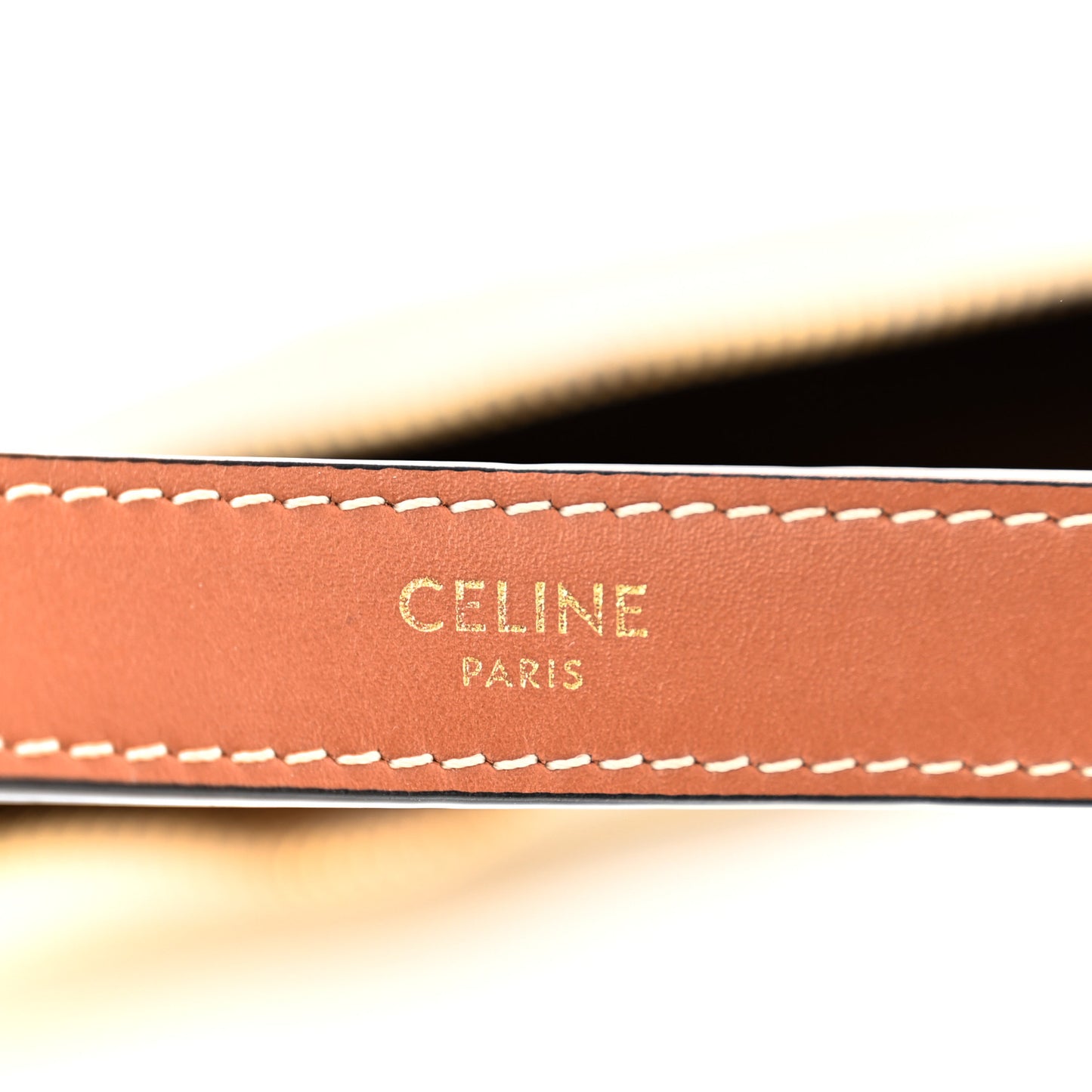 Canvas Calfskin Ava Triomphe Shoulder Bag White