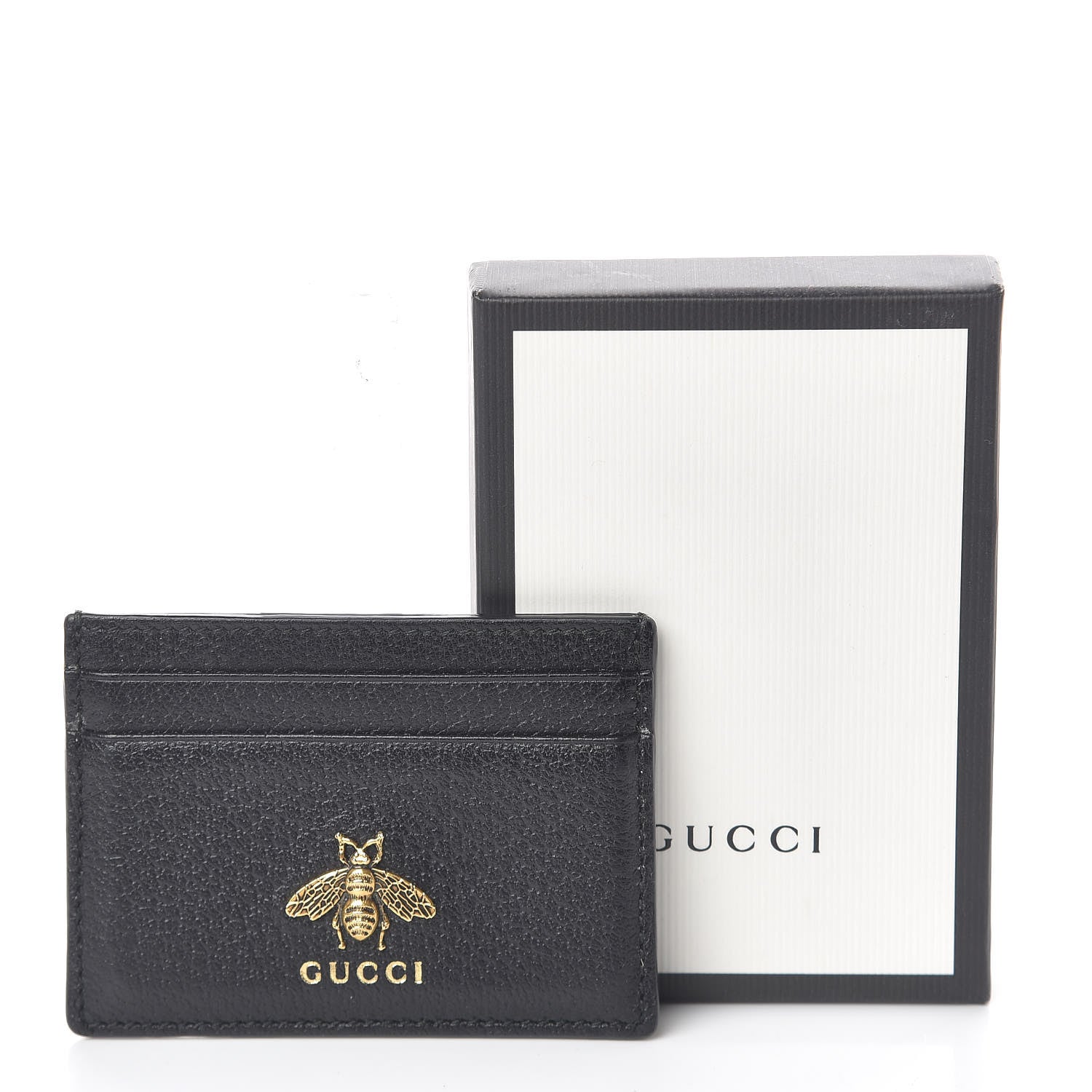 Gucci Pebbled Calfskin Animalier Card Holder Black 7 of 7