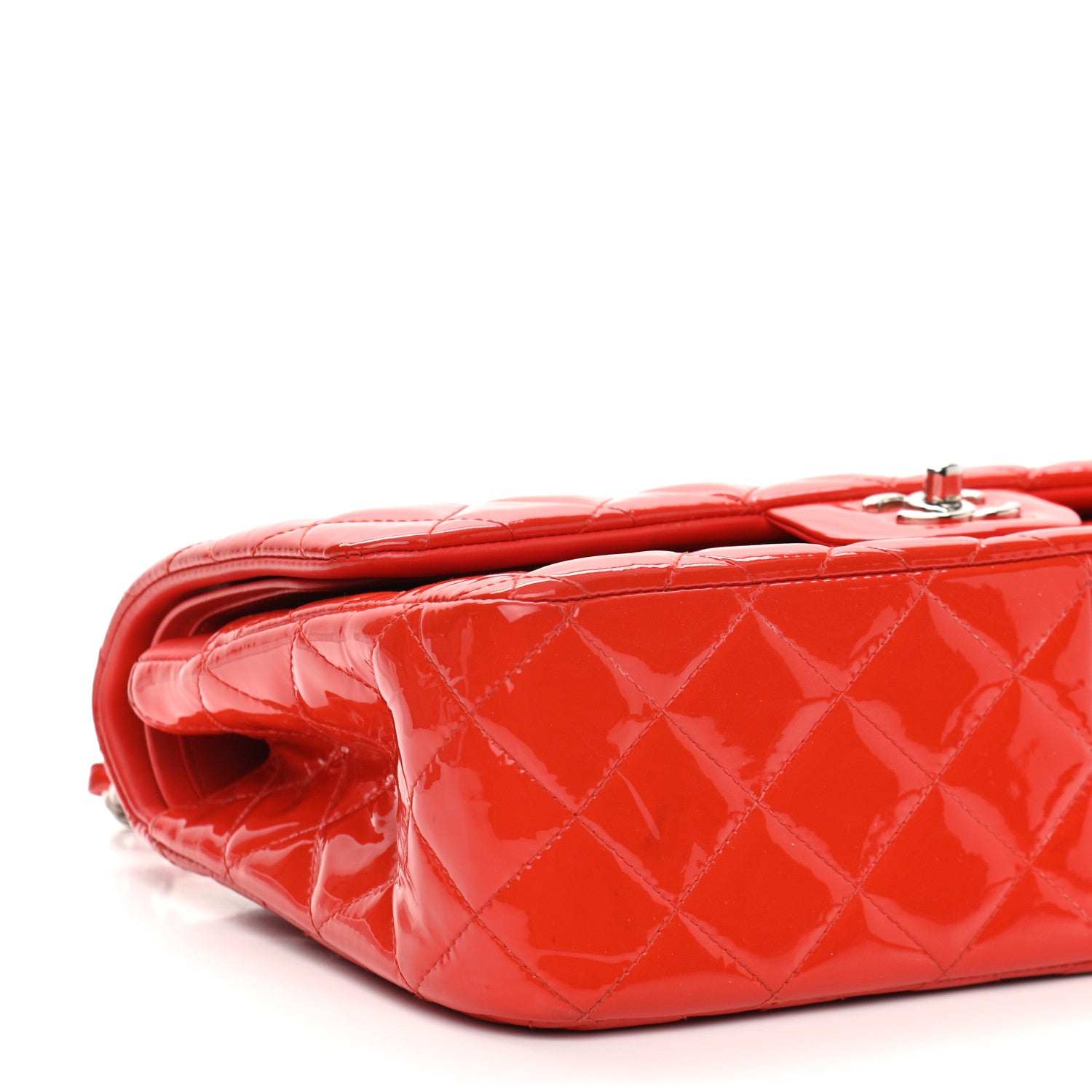 Chanel Patent Quilted Jumbo Double Flap Red 9 of 11