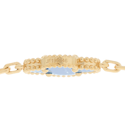 Van Cleef & Arpels 18K Yellow Gold Blue Agate 10 Motifs Vintage Alhambra Necklace 5 of 7