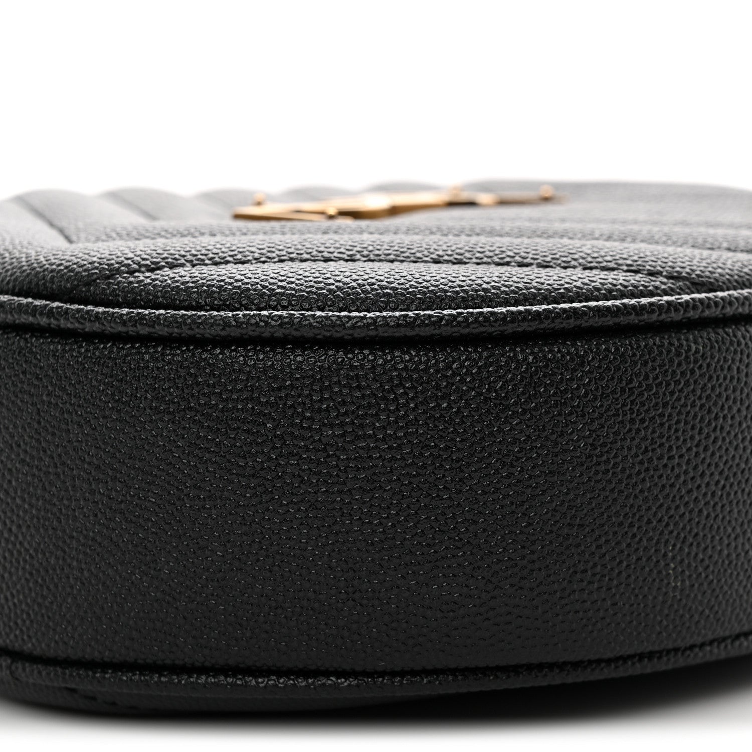 Saint Laurent Grain De Poudre Matelasse Chevron Quilted Round Vinyle Camera Bag Black 10 of 10