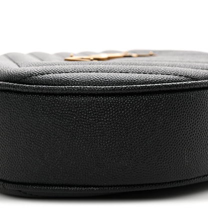 Saint Laurent Grain De Poudre Matelasse Chevron Quilted Round Vinyle Camera Bag Black 10 of 10
