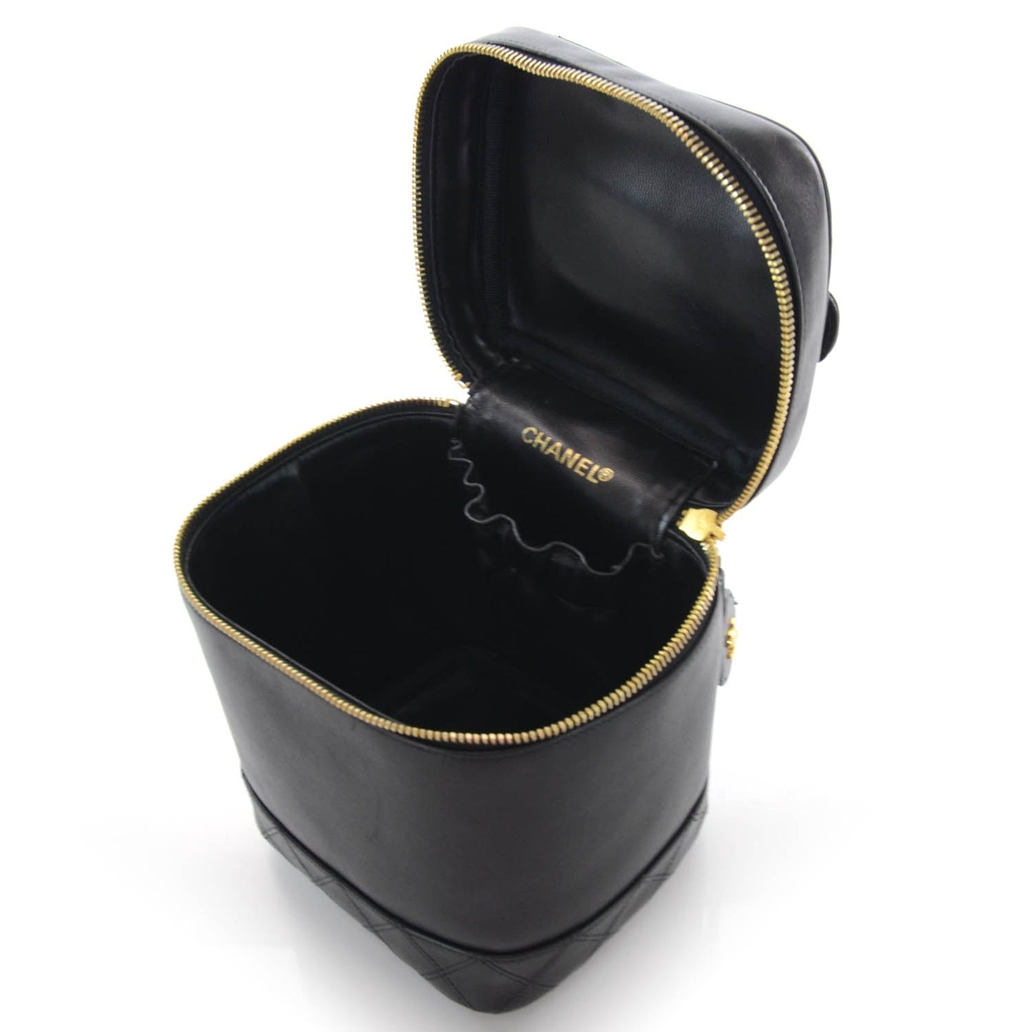Calfskin Cosmetic Vanity Bag Black