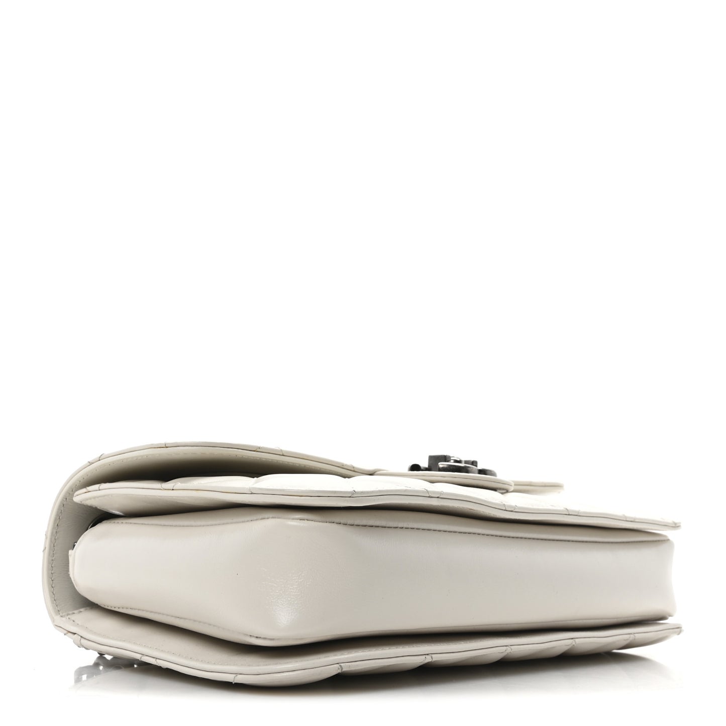 Glazed Calfskin Medium Perfect Edge Flap White
