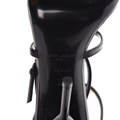 Saint Laurent Calfskin Cassandra Palm Logo 110 Ankle Strap Sandals 36 Black 6 of 8