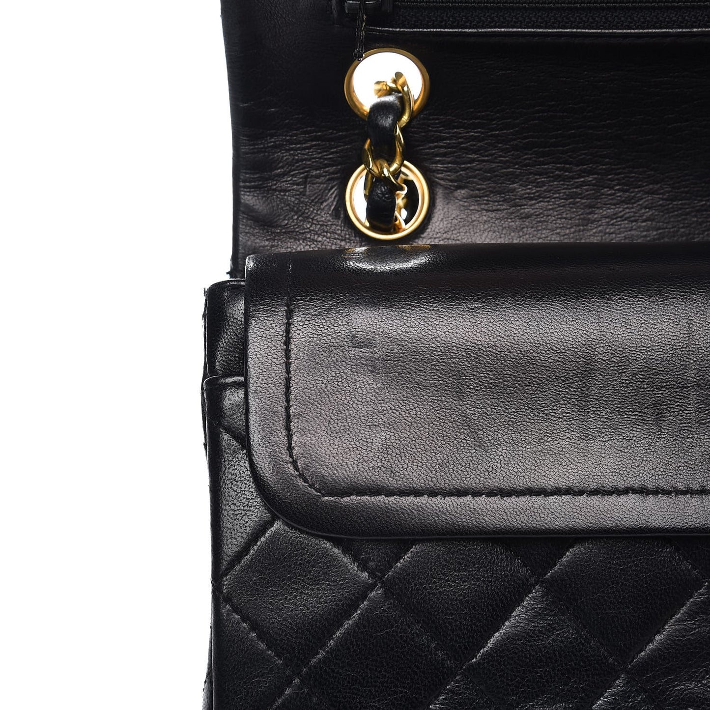 Lambskin Quilted Small Double Flap Black