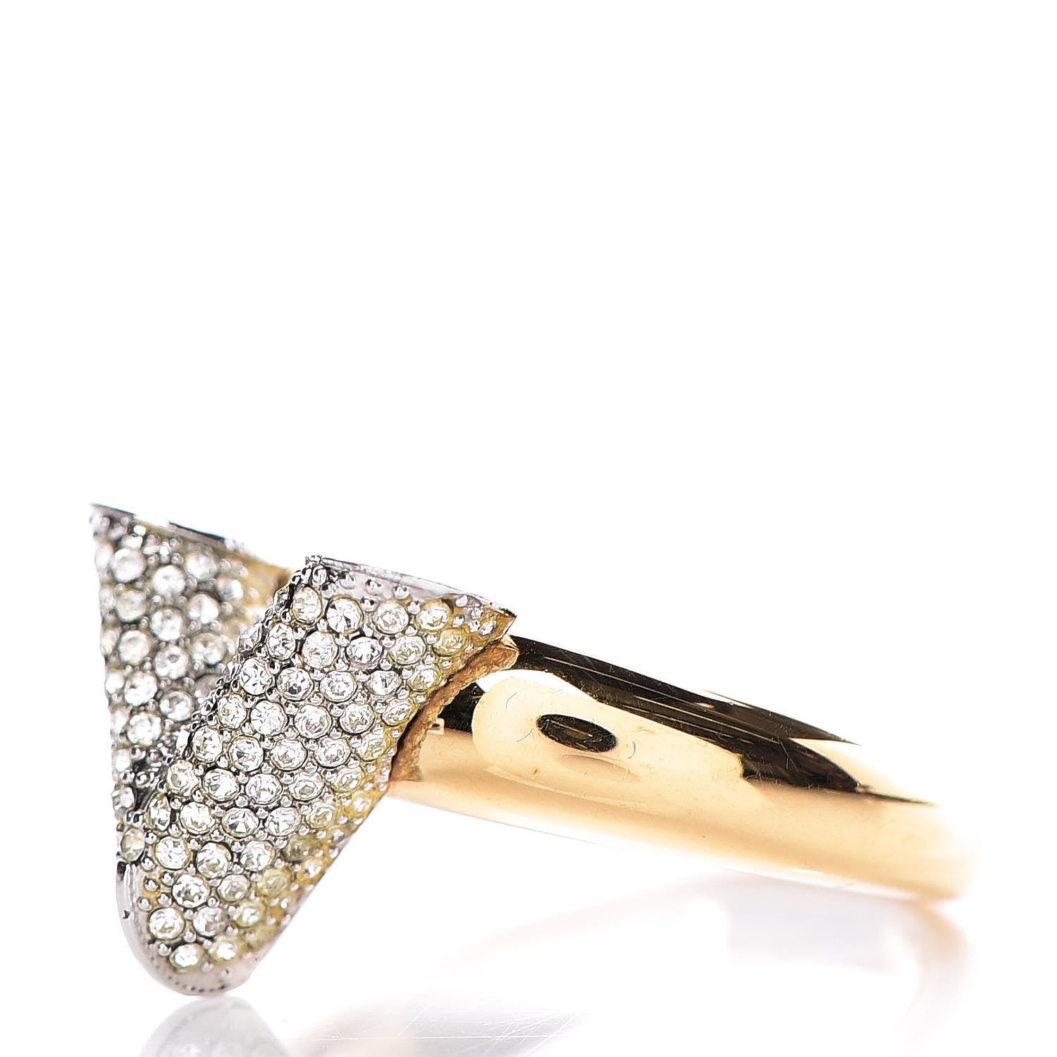 Louis Vuitton Crystal Essential V Strass Ring L 7.5 Silver Gold 3 of 9
