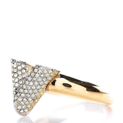 Louis Vuitton Crystal Essential V Strass Ring L 7.5 Silver Gold 3 of 9