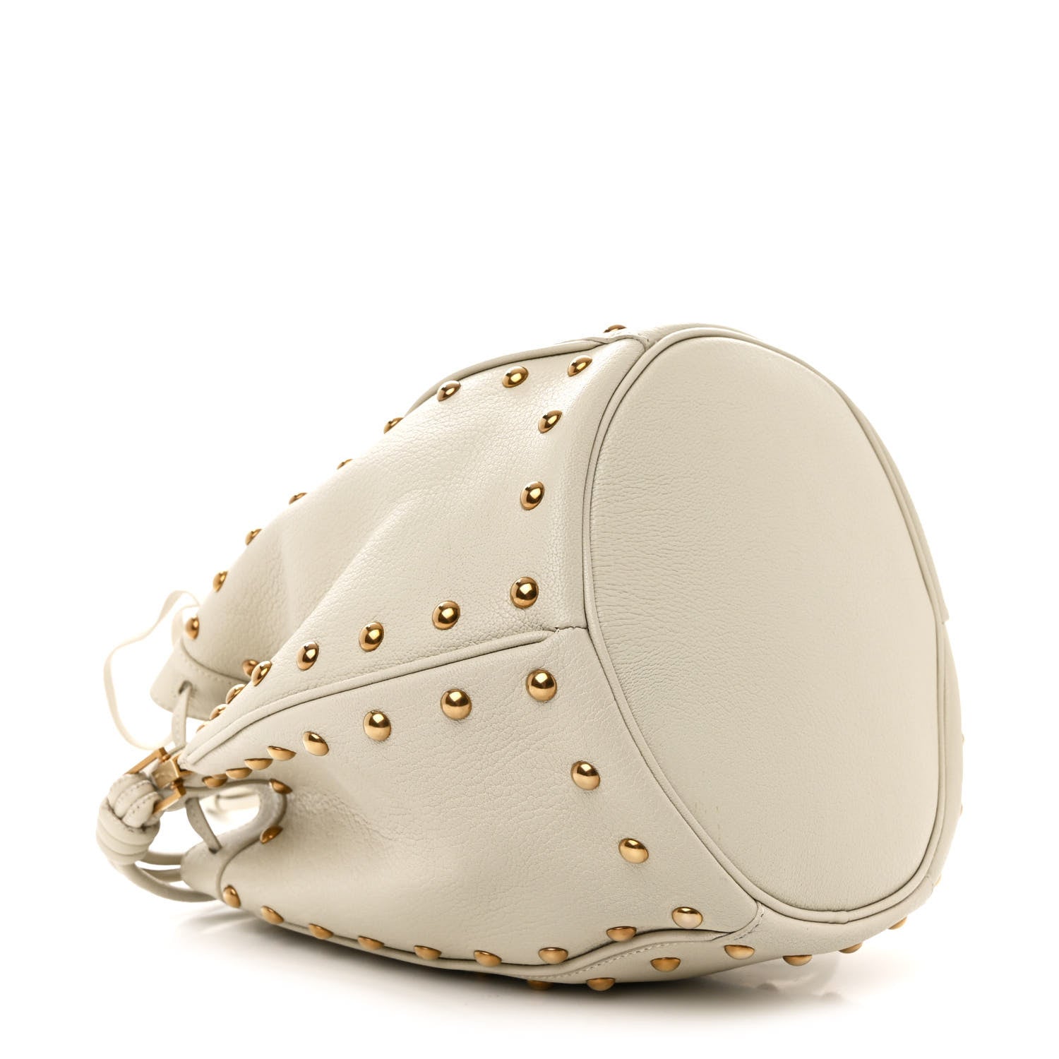 Saint Laurent Calfskin Studded Medium Talitha Bucket Bag White 4 of 10