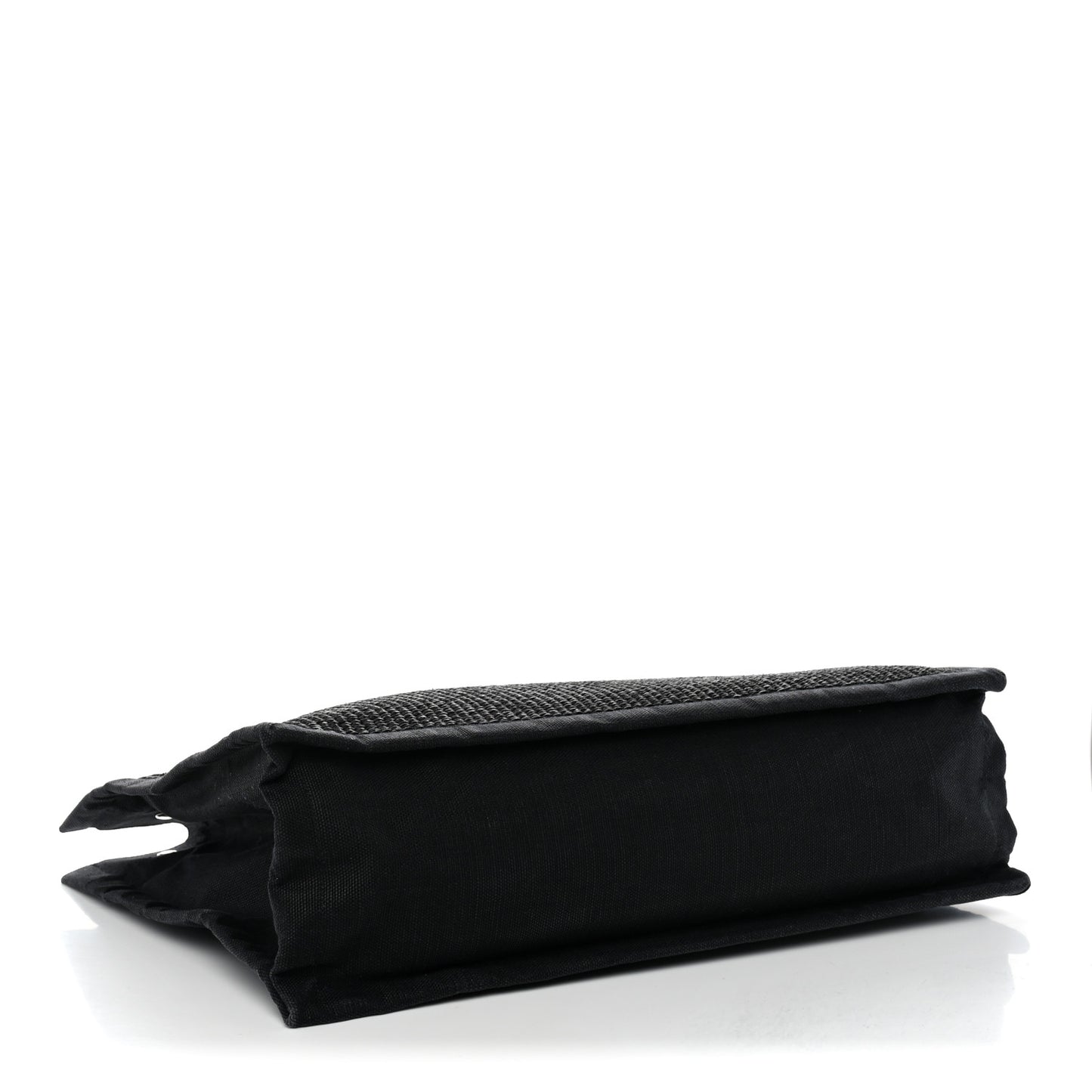 Raffia Linen Calfskin Rive Gauche Tote Black