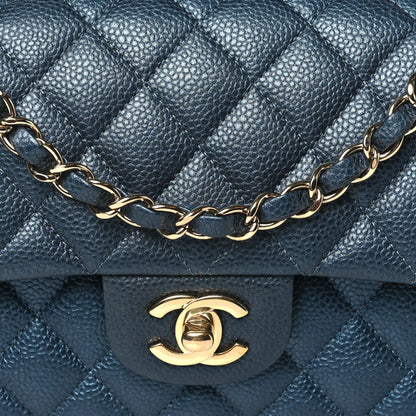 Chanel Iridescent Caviar Quilted Small Double Flap Dark Blue 8 of 10