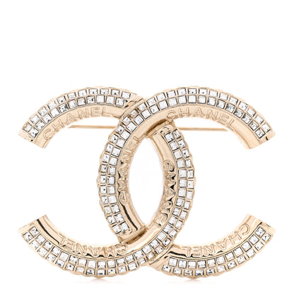 Chanel Metal Crystal Baguette CC Brooch Gold 1 of 5