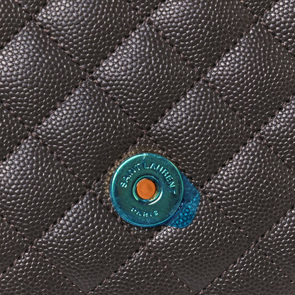 Saint Laurent Grain De Poudre Textured Mixed Matelasse Triquilt Small Monogram Satchel Pebble 11 of 13
