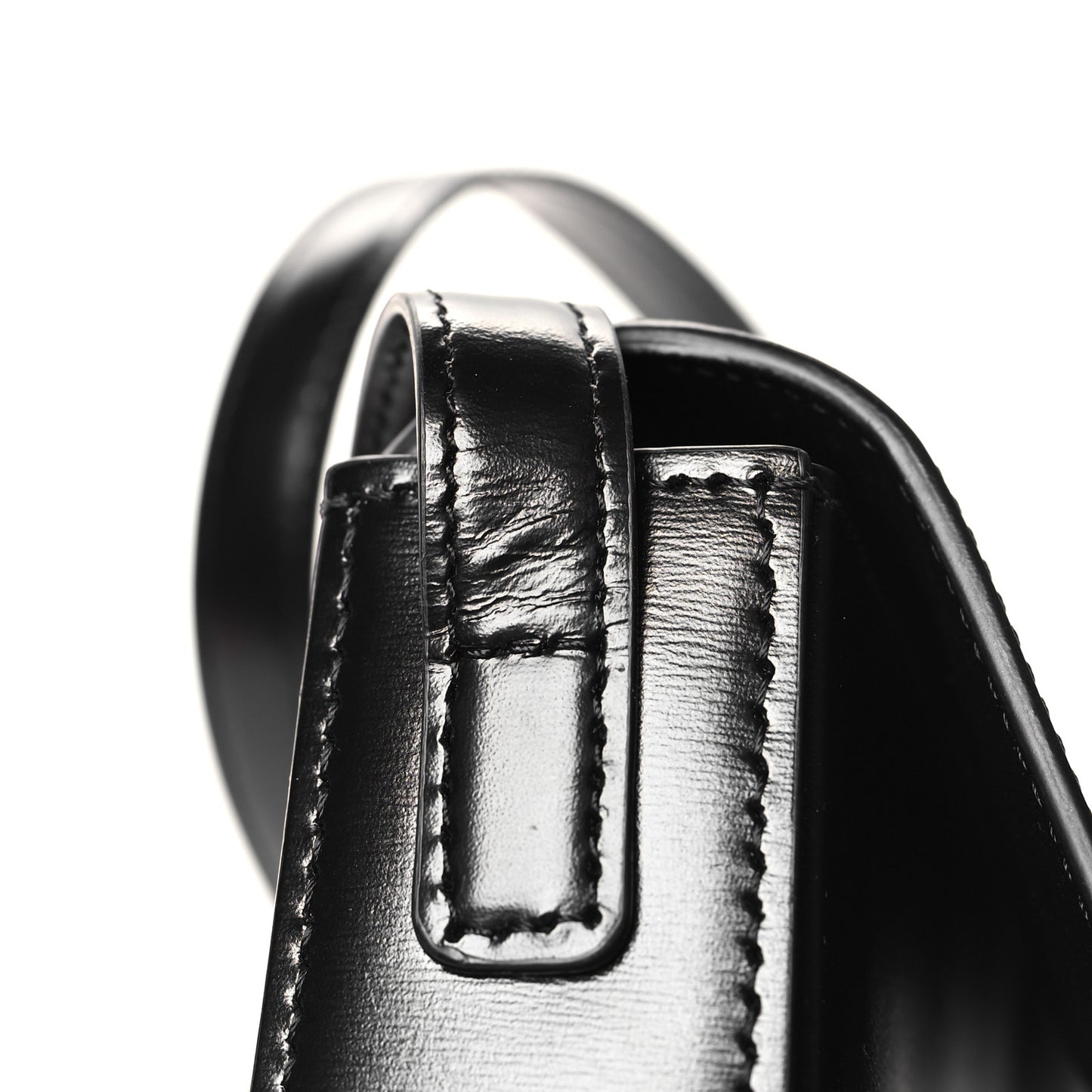 Shiny Calfskin Triomphe Shoulder Bag Black