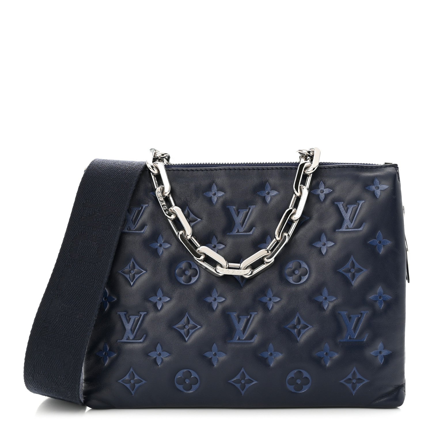 Louis Vuitton Lambskin Embossed Monogram Coussin PM Navy 1 of 9