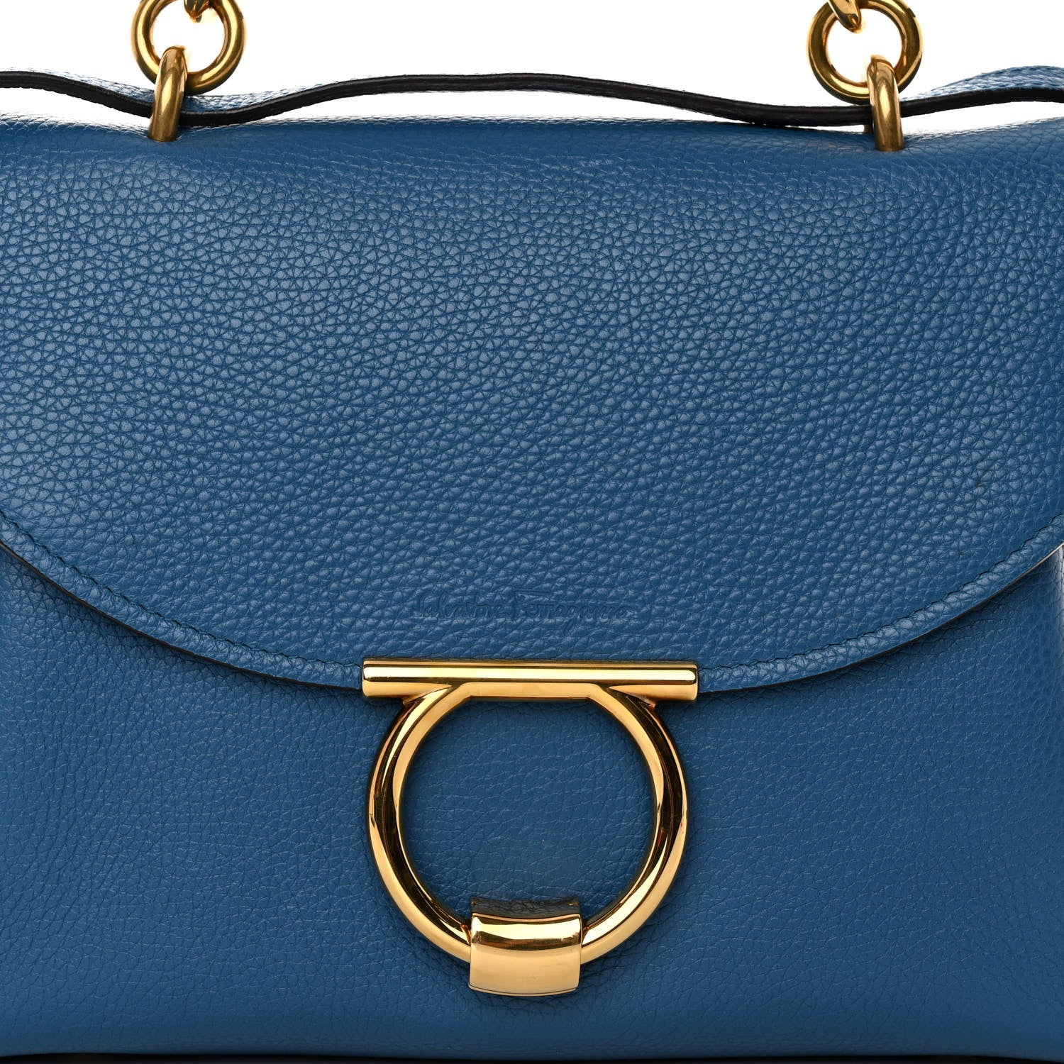 Salvatore Ferragamo Calfskin Small Margot Top Handle Satchel Azure 7 of 9