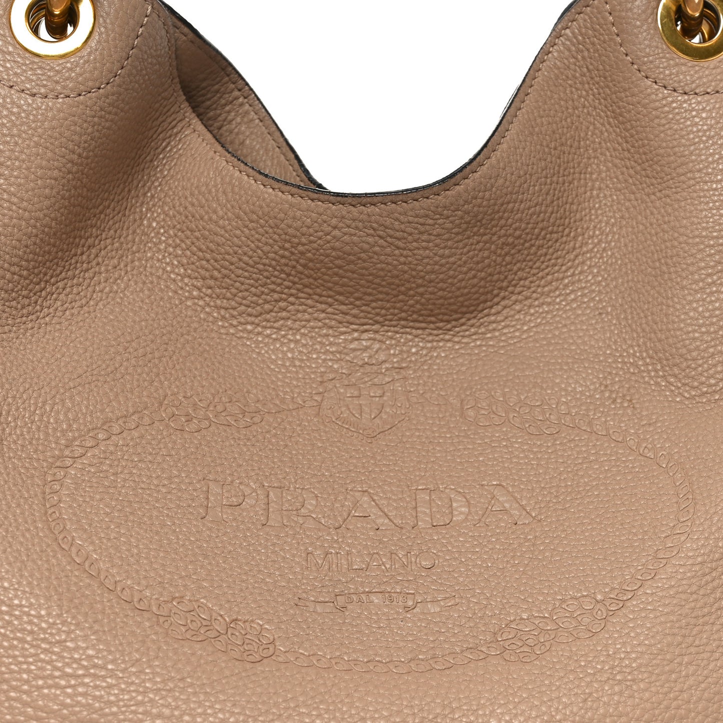 Vitello Phenix Embossed Logo Hobo Caramel