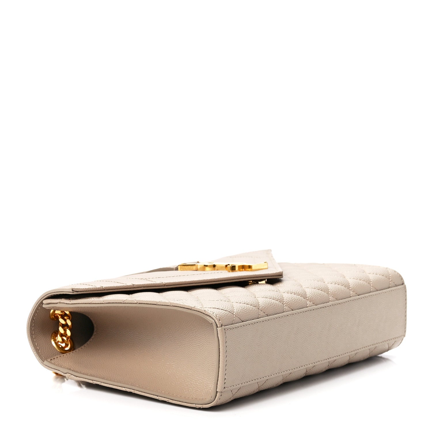 Saint Laurent Grain De Poudre Textured Mixed Matelasse Medium Triquilt Monogram Satchel Dark Beige 4 of 13