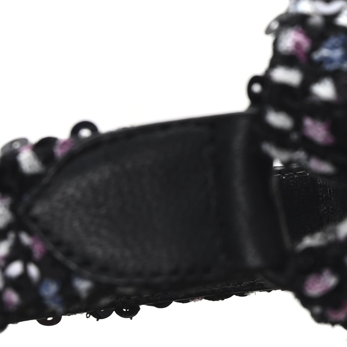 Glittered Tweed Lambskin Dad Sandals 40 Black Multicolor