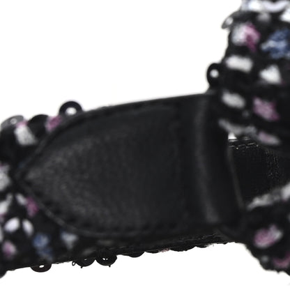 Chanel Glittered Tweed Lambskin Dad Sandals 40 Black Multicolor 11 of 11