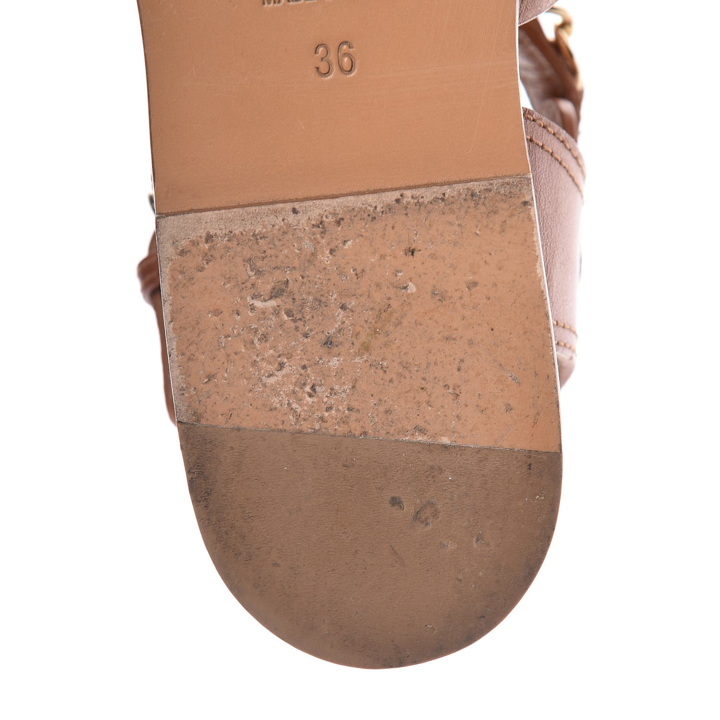 Calfskin Fantasy Chain Flat Sandals 36 Beige