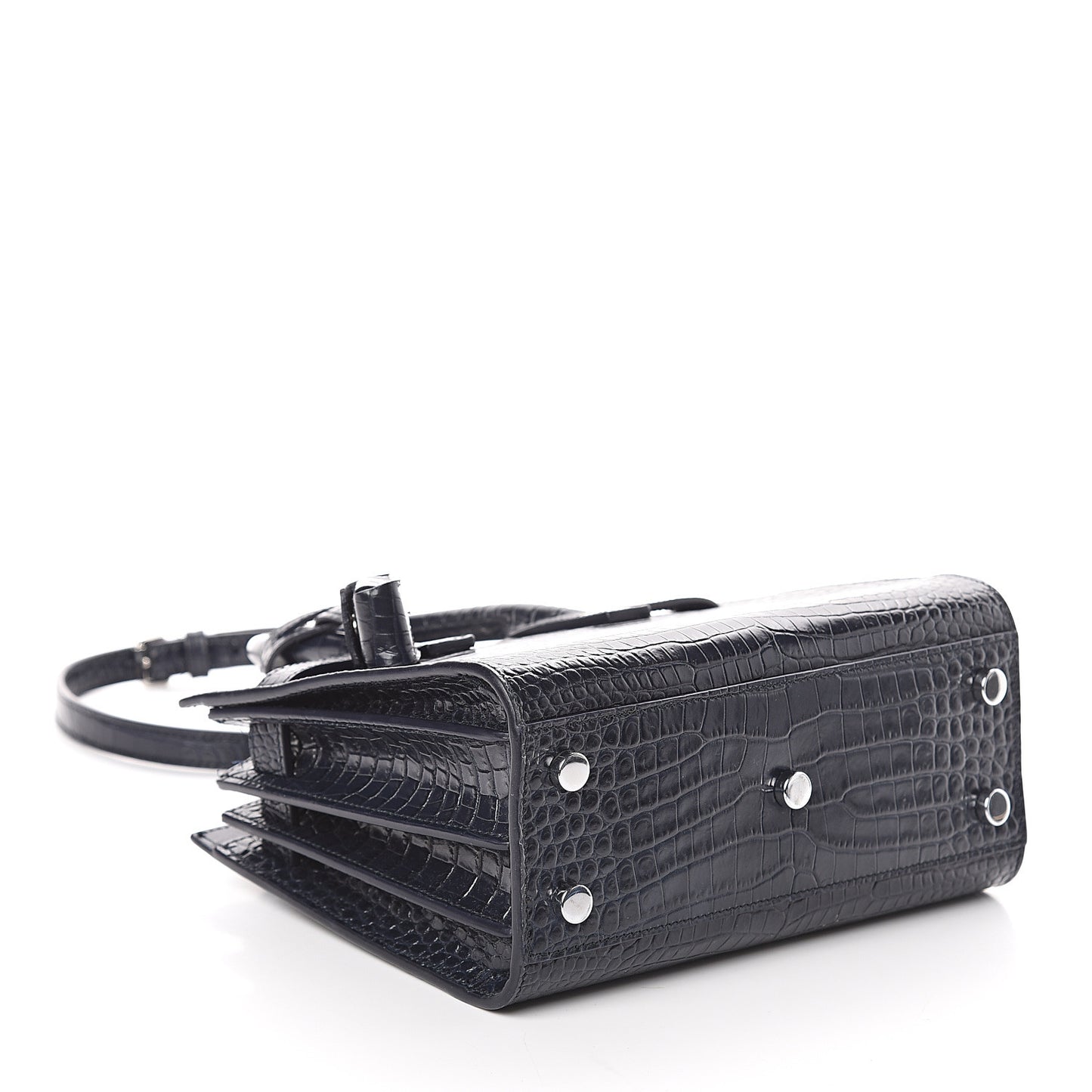 Calfskin Crocodile Embossed Nano Sac De Jour Navy