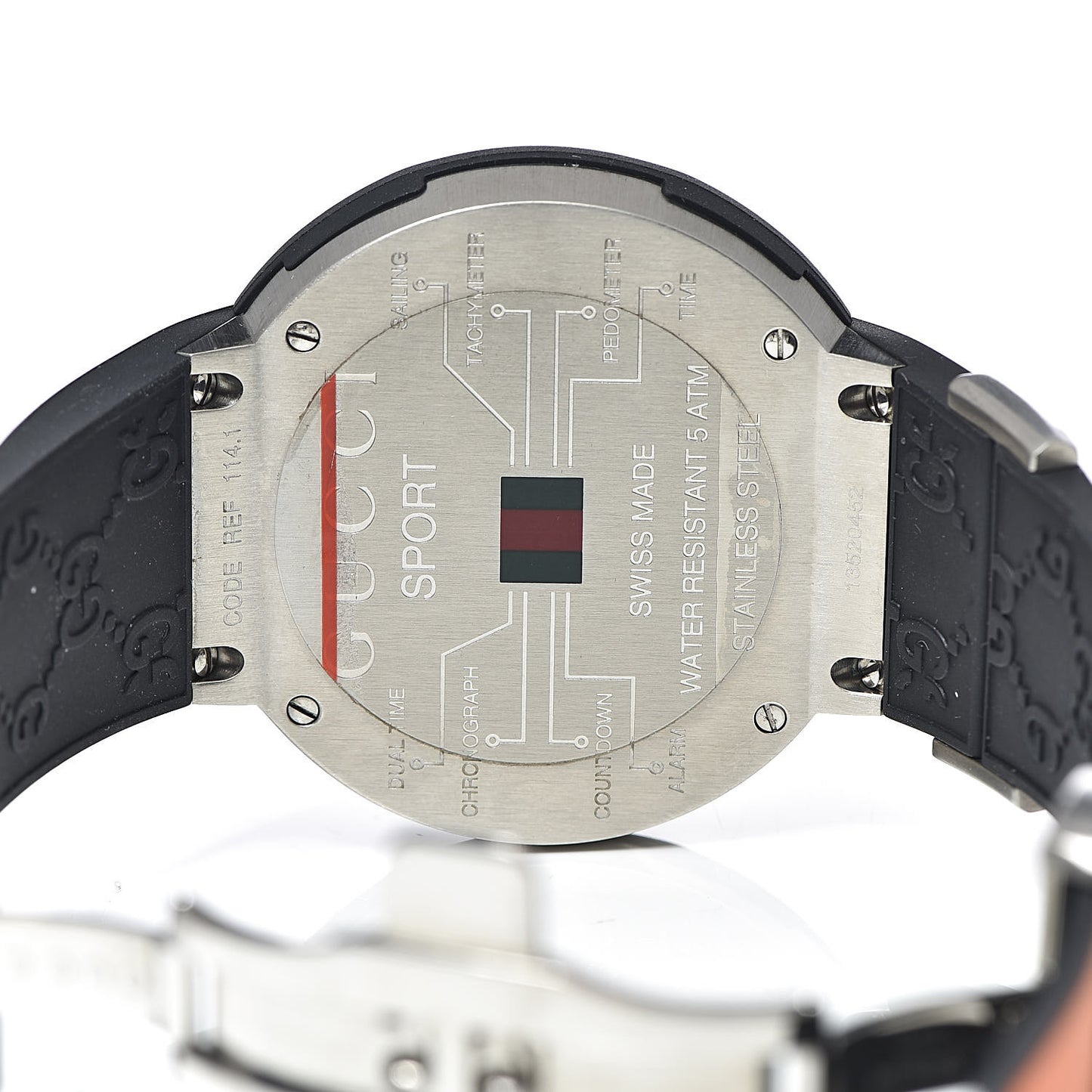 Stainless Steel Rubber 49mm Digital I-Gucci Sport Watch Black