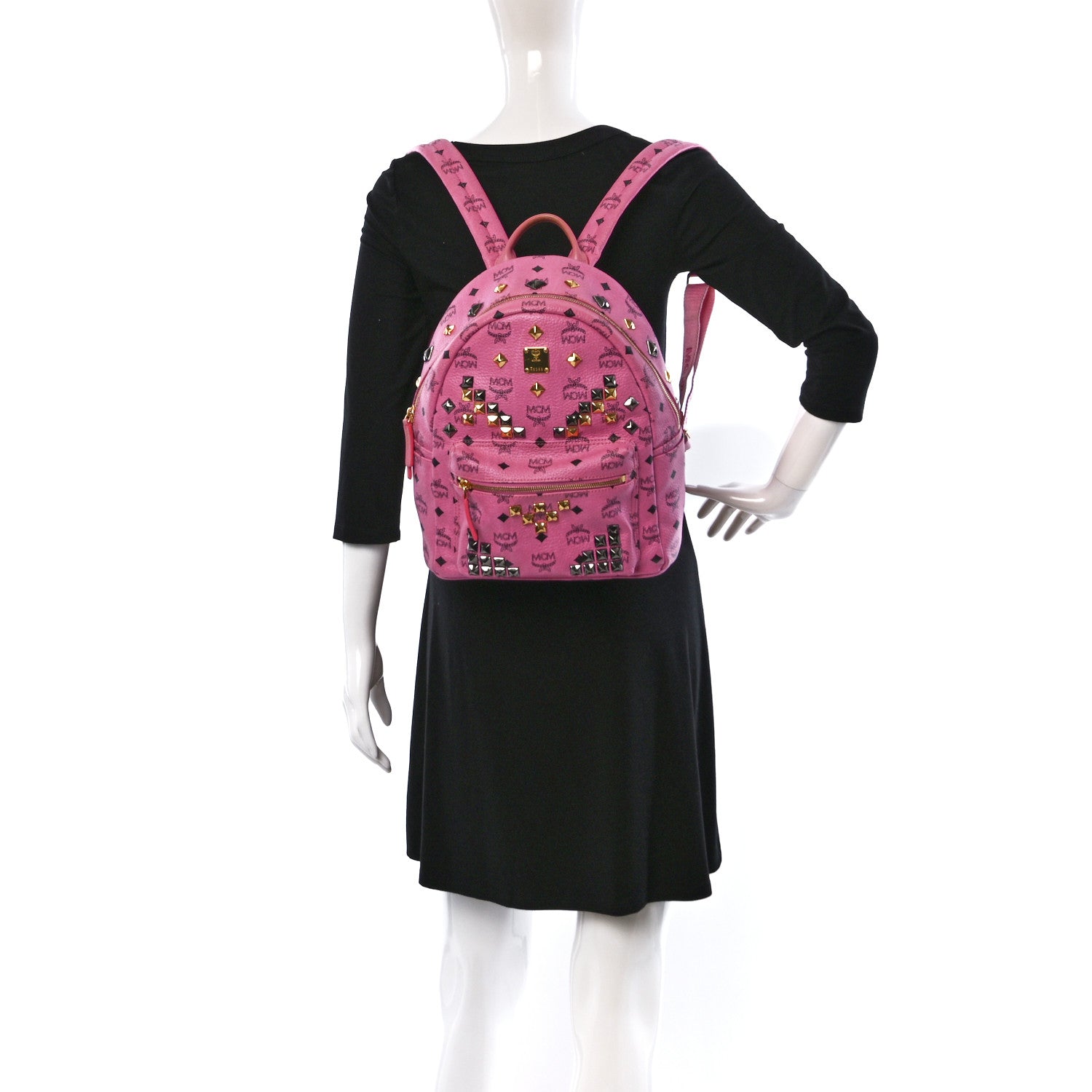 MCM Visetos Studded Small Stark M Backpack Pink 2 of 10